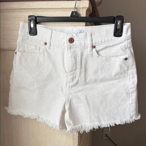 LOFT Frayed Hem White Jean Shorts